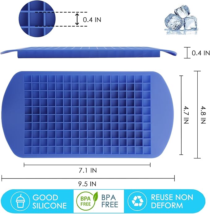 Silicone Mini Ice Cube Trays 2 Pack, 160 Crushed Ice Cube Molds, Easy Release - Image 4