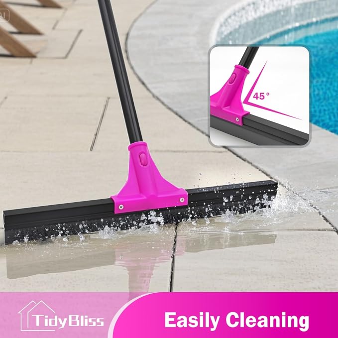 Floor Squeegee Heavy Duty with 58.3 inches Long Handle, Rubber Foam Water - Image 4