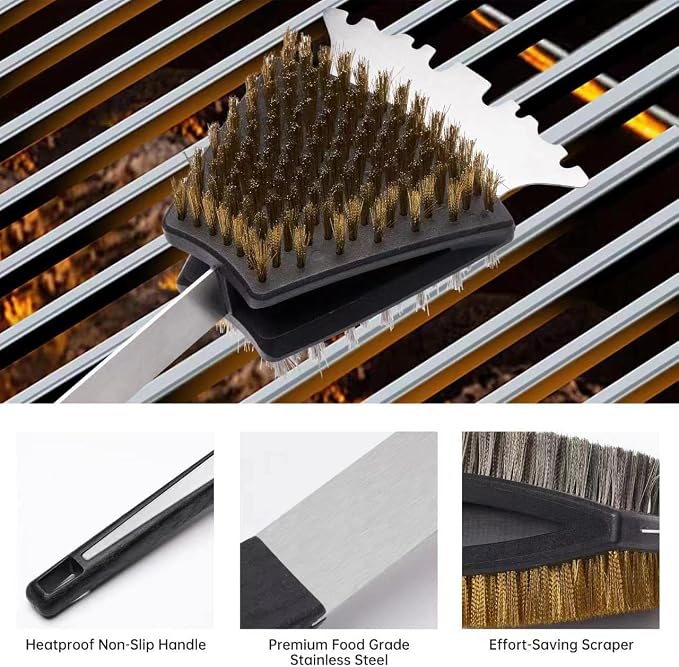 Double Sided Grill Cleaning Brush and Scraper, 16.5" BBQ Brush, Barbecue Cleaner - Image 4