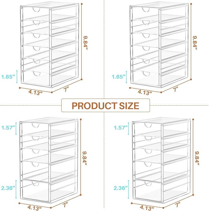 22 Drawers, Acrylic Desk Makeup Organizer, Plastic Drawers Organizer, Stackable - Image 3