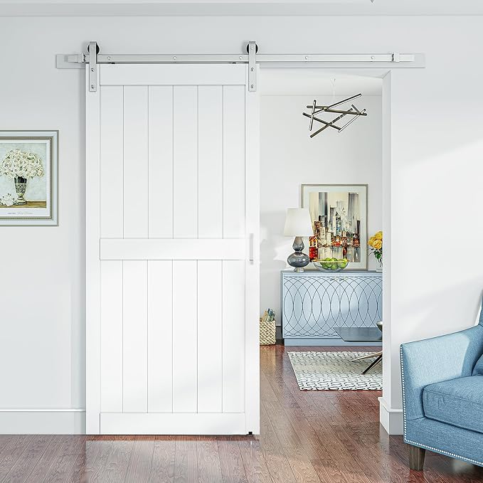 SmartStandard 42 x 96 inch White Sliding MDF Barn Door - Image 2