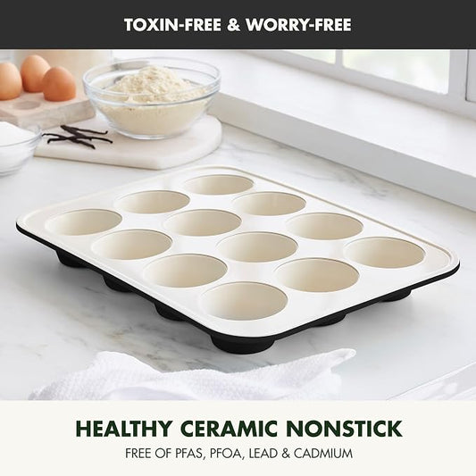 GreenPan Bakewell 12-Cup Muffin Pan, Healthy Ceramic Nonstick Bakeware - Image 2