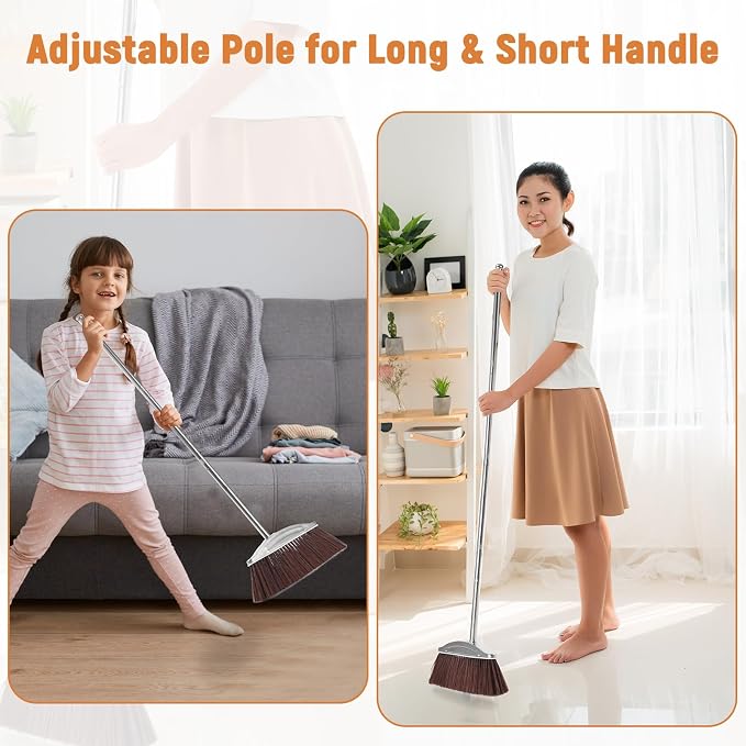 VOOWO Broom with Dustpan Combo Set, Heavy Duty Dust Pan with Long Handle - Image 7