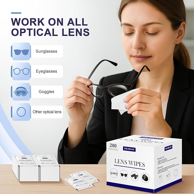 200 Count Lens Wipes for Eyeglasses, Eyeglass Cleaner Wipes for Cameras - Image 2