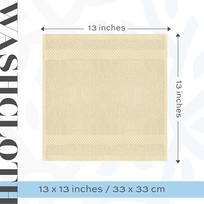 White Classic Luxury Cotton Washcloths 13x13 Inch - Image 4
