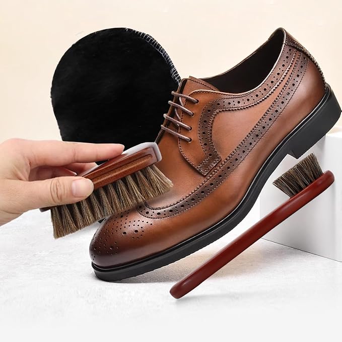 3 Pcs Shoe Brush Kit, Premium Horsehair Shoe Brush - Image 5