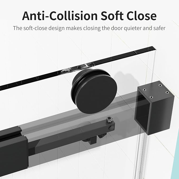 56-60" W x 76" H Frameless Soft-Close Sliding Shower Door, 3/8" SGCC Tempered - Image 5