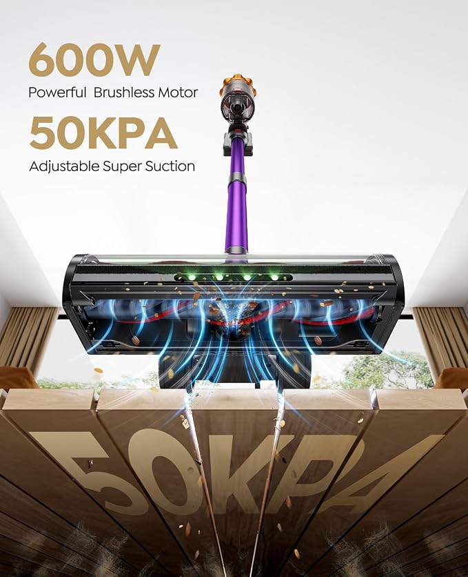 Cordless Vacuum Cleaner, 600W/50KPA/65Mins Vacuum Cleaners - Image 2