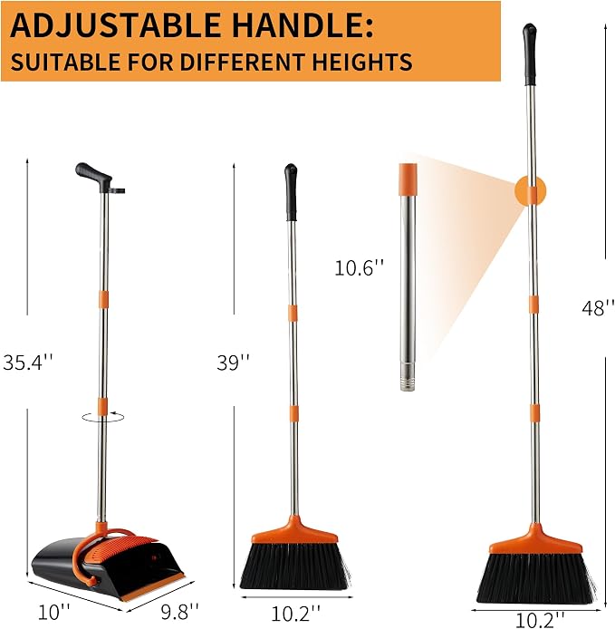 Broom and Dustpan Set Lightweight Upright Lobby Broom and Dust Pan Combo - Image 3