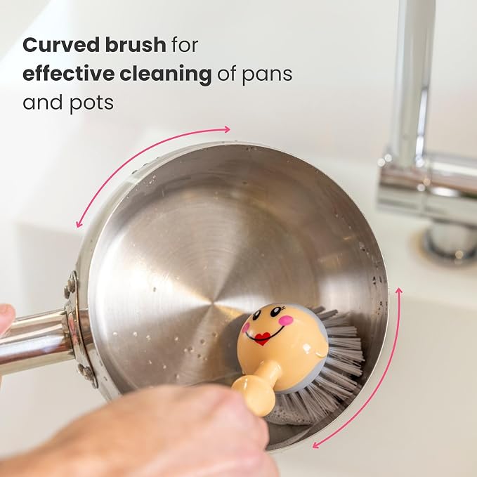 Vigar Dolls Dish Brush with Ergonomic Handle and Dress-Shaped Brush Holder - Image 4