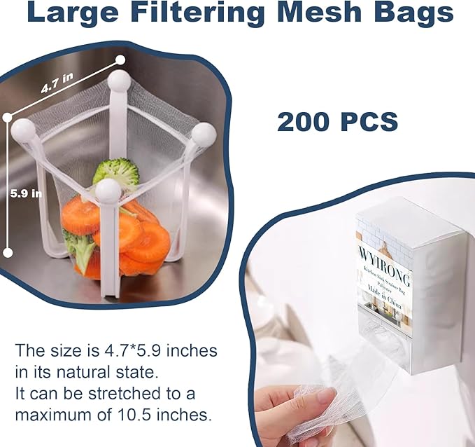 200 PCS Large Kitchen Disposable Mesh Sink Strainer Bag - Image 2