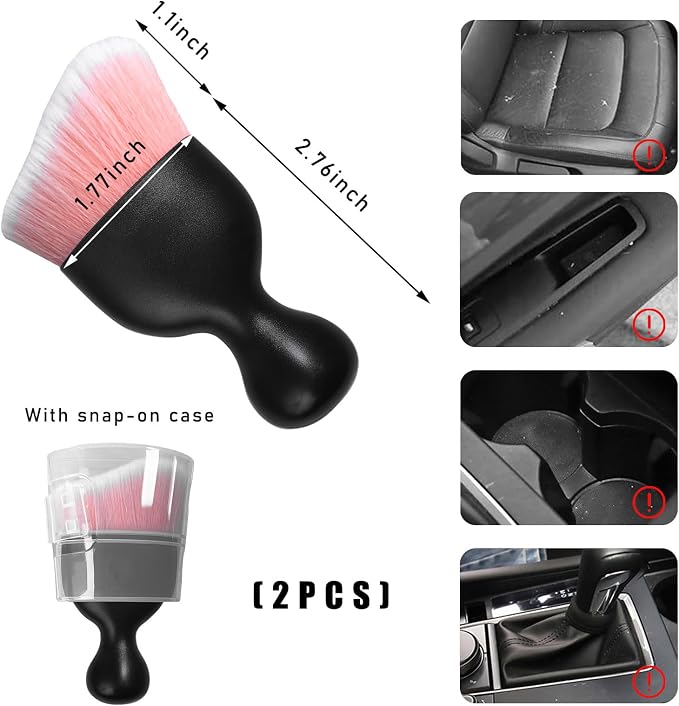 2PCS Car Interior Dust Brush, Soft Scratch Free Auto Detailing Brushes - Image 2