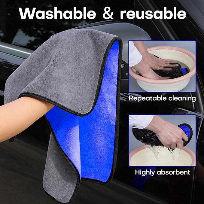 Hovom 3PCS Car Microfiber Towels, 23.62"×11.81" Lint-free Microfiber Towels - Image 5