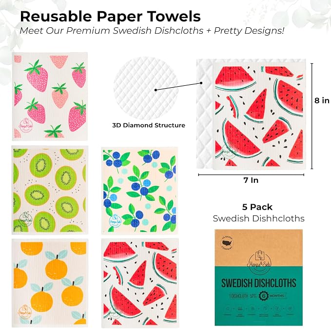 Harps&Seb Swedish Dishcloths for Kitchen Dish Towels - Image 2