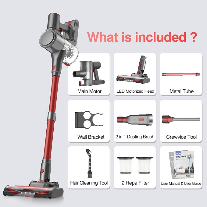 Zefiro Cordless Vacuum Cleaner for Home, 450W /40Kpa 50Mins Stick Vacuum - Image 9