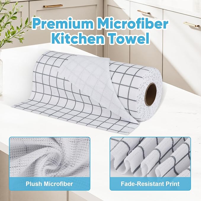 AIDEA Microfiber Cleaning Cloth Roll, Microfiber Kitchen Towels, Reusable Paper - Image 4