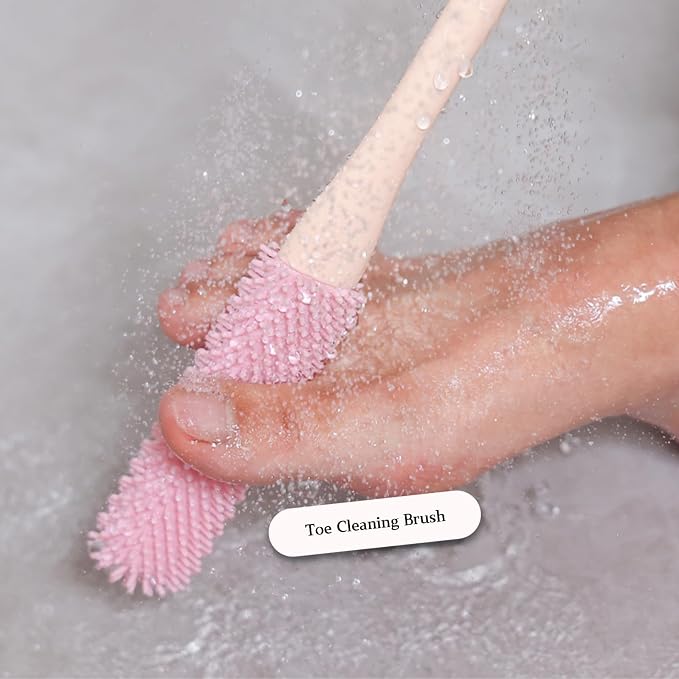 Toe Cleaning Brush with 15.7" Long Handle, Shower Foot Scrubber, No Bending - Image 6