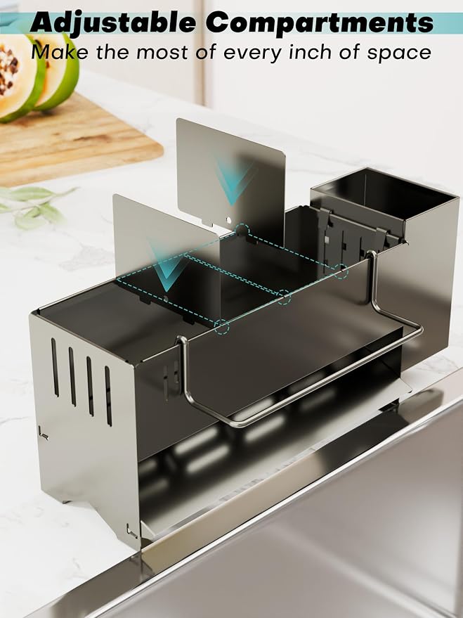 Sponge Holder for Kitchen Sink, Space-Saving Sink Caddy - Image 4