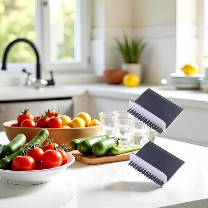 2Pcs Black Kitchen Sink Squeegee Cleaner Countertop Brush Wiper Vegetable - Image 3