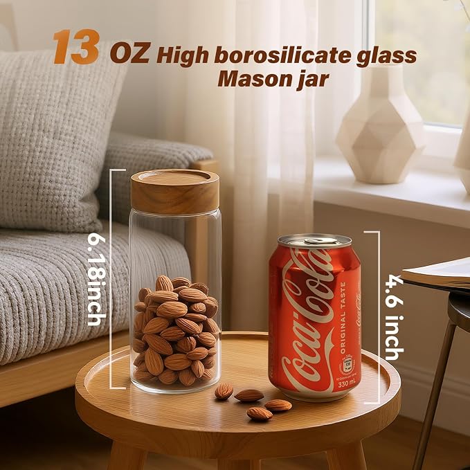 6 -Piece 13 oz Food-Grade Glass Mason Jars - Image 4