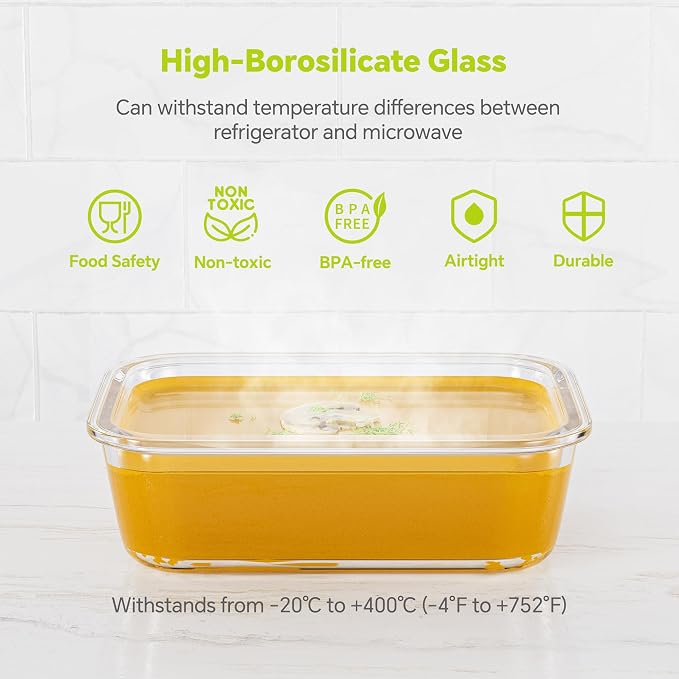 5-Pack 35 oz Borosilicate Glass Food Storage Containers - Image 4