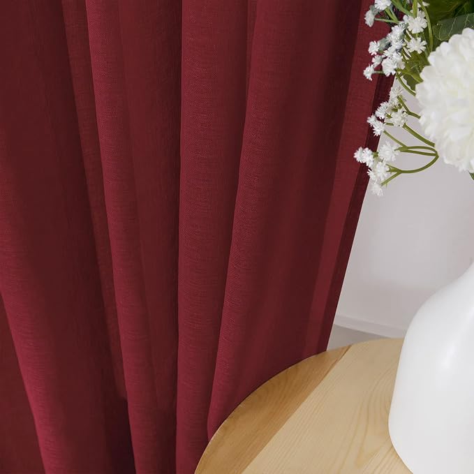 Tollpiz Short Sheer Curtains Linen Textured Bedroom Curtain Sheers Light - Image 3