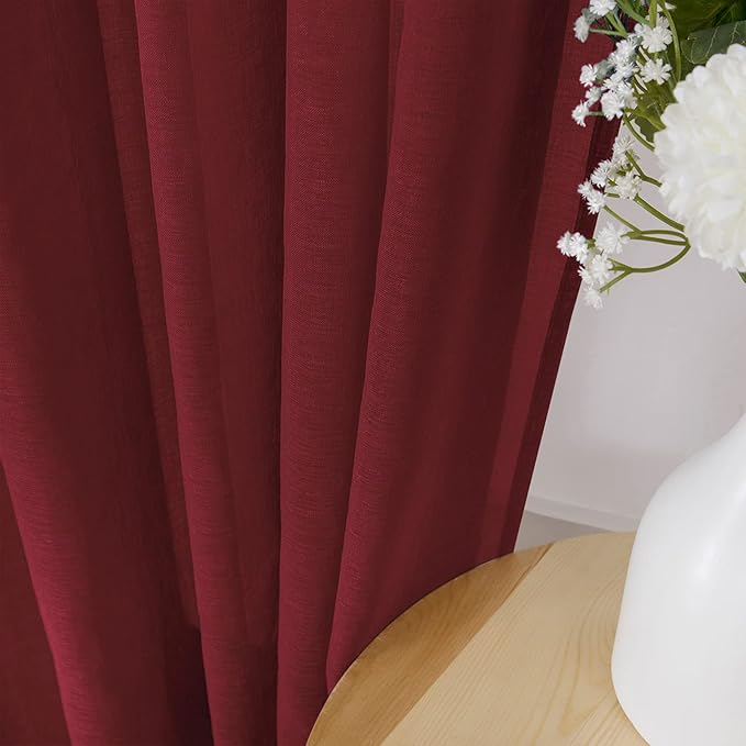 Tollpiz Sheer Curtains Bedroom Linen Textured Curtain Sheers Light Filtering - Image 3