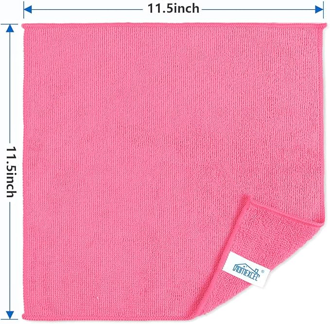 HOMEXCEL Pink Microfiber Cleaning Cloth, 8 Pack Cleaning Towels - Image 2