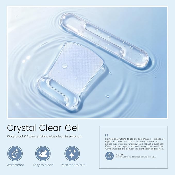 Ospelelf Clear Mouse Pad with Wrist Rest and Ergonomic Gel Keyboard Hand Wrist - Image 3