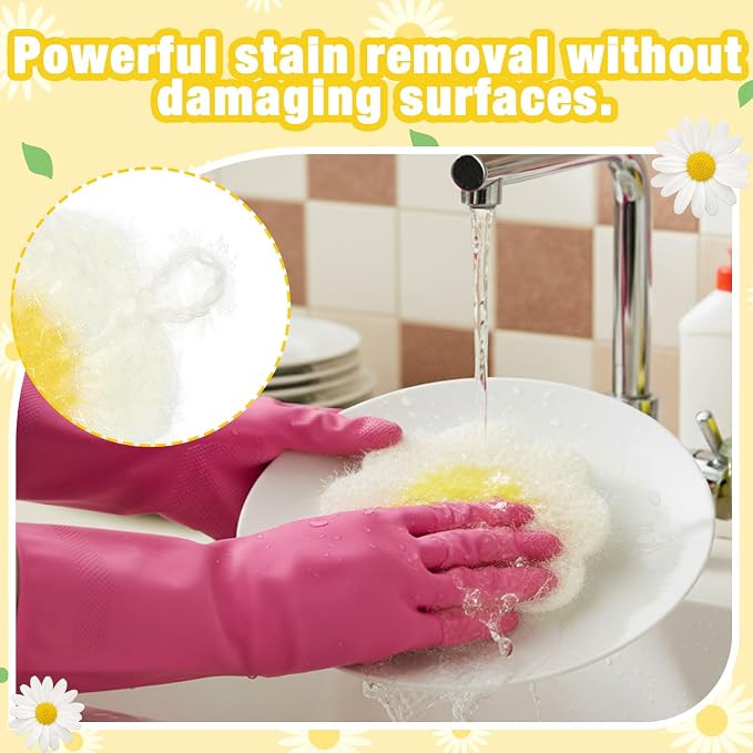 6 Piecs Daisy Shape Dish Sponge Dual Sided Non Scratch Daisy Dish Washing - Image 3