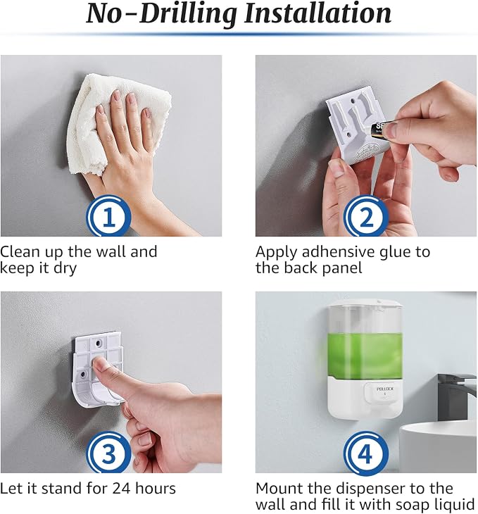Liquid Soap Dispenser Wall Mounted, Hand Sanitizer Dispenser, Lotion Detergent - Image 6