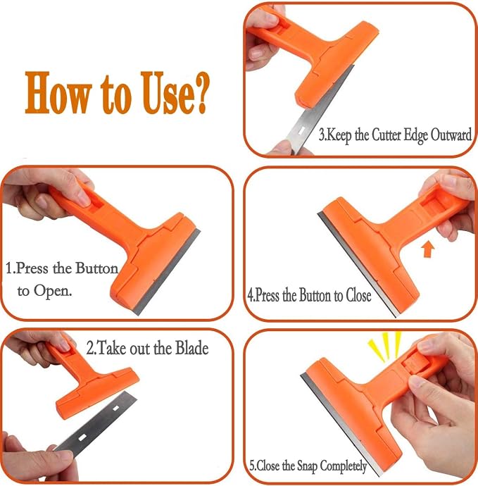 2pack 5.5 inches Industry Glass Scraper Scraping Hand Tool, T Shape Razor Blade - Image 8