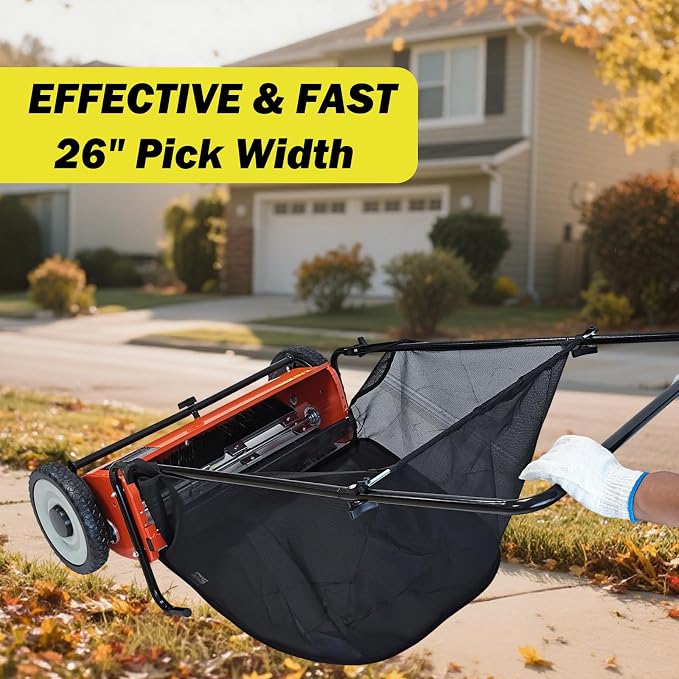 Push Lawn Sweeper, 26-Inch Width, 7 Cu. Ft. Hopper Capacity, 4 Spinning Brushes - Image 6
