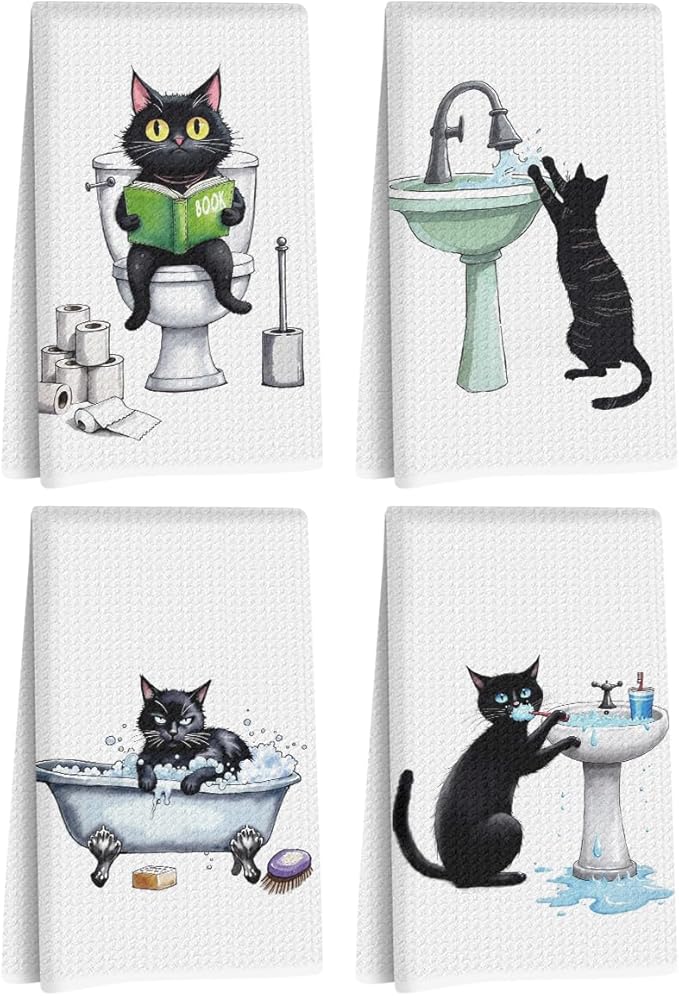 Hanamiya Na 4 Pcs Funny Cat Hand Towel by Hanamiya+Na