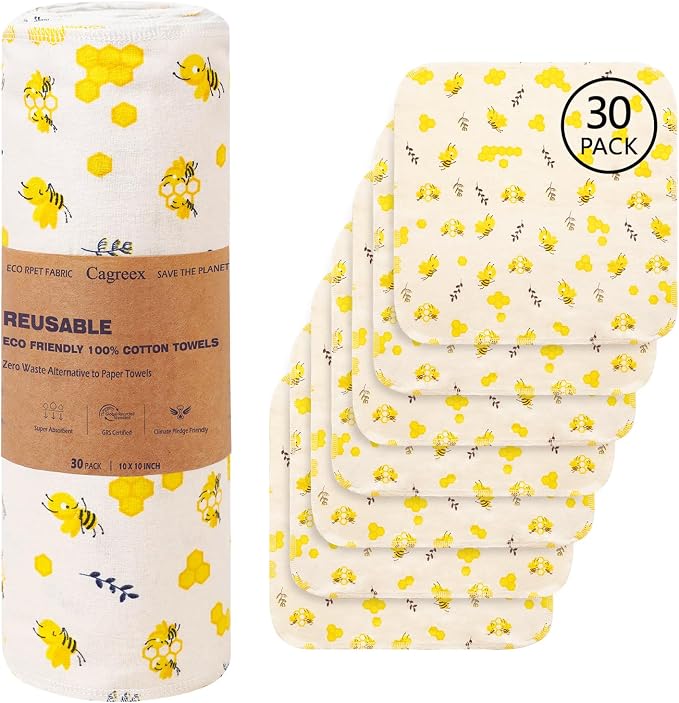 Reusable Dishcloths Kitchen Towels Cotton: 30 Packs 10X10 Washable Roll by Unknown