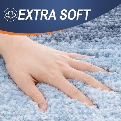 OLANLY Bathroom Rugs Mat 59x35, Extra Soft Absorbent Microfiber Bath Rugs, Rubber Backing, Quick Dry, Machine Washable Bath Mats for Bathroom Floor, Tub and Shower, Home Decor Accessories, Blue