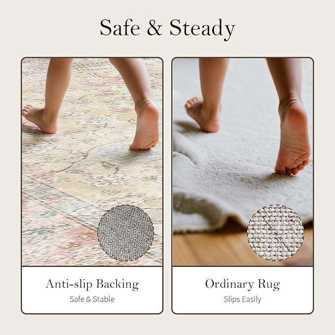 Area Rugs 5x7, Washable Orange Rugs - Image 9