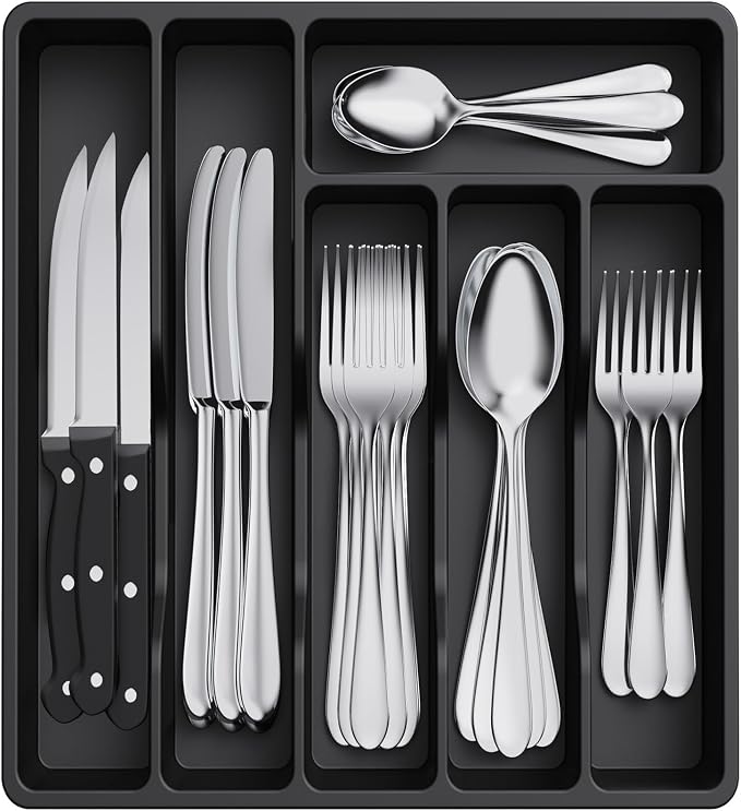 Lifewit Silverware Drawer Organizer Tray, Plastic Cutlery Storage by Lifewit