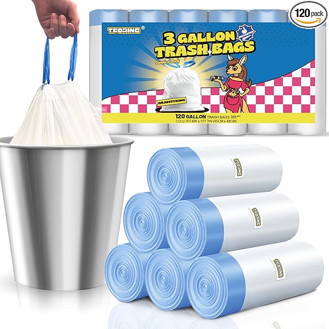 3 Gallon Trash Bags Drawstring 0.96 Mil by TFORING%C2%AE