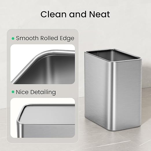 Cesun Small Bathroom Trash Can 2.1 Gallon Wastebasket, Modern Metal Garbage Can - Image 5