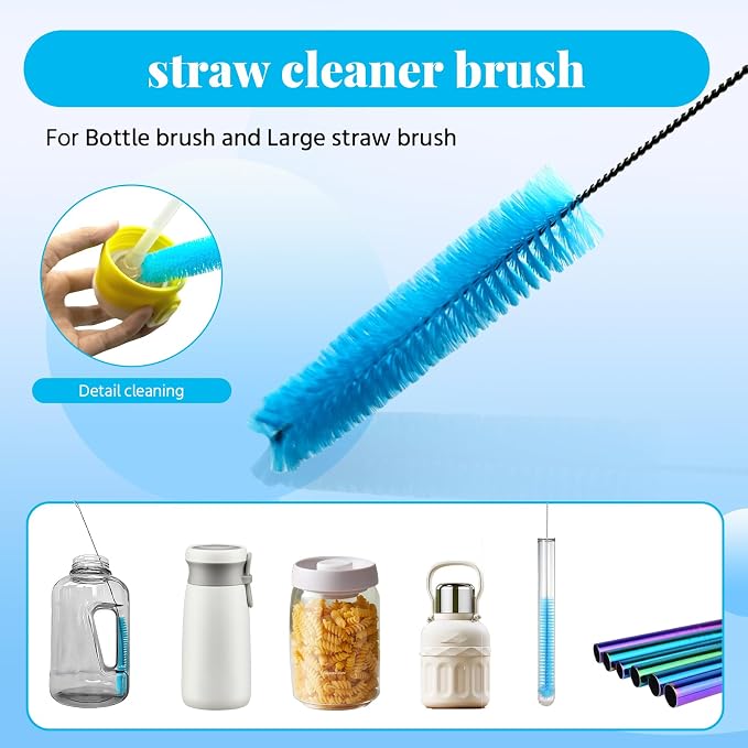4-in-1 Bottle Brush, 15 in Water Bottle Brush & Straw Cleaner Brush, Lid Brushe - Image 4
