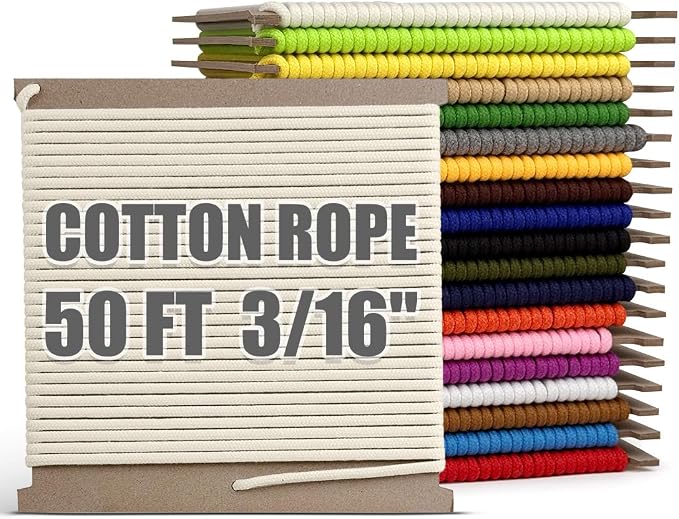 PerkHomy 500lb Cotton Rope 3/16" 50 ft Multi Purpose Utility Diamond Braided by PerkHomy