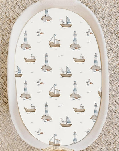 Bassinet Sheets for Baby Girls Boys 2 Pack, Fitted Baby Mattress Sheet for Rectangle, Oval, Hourglass Bassinet Mattress, Breathable Cozy & Universal Fit (Forest Friends)