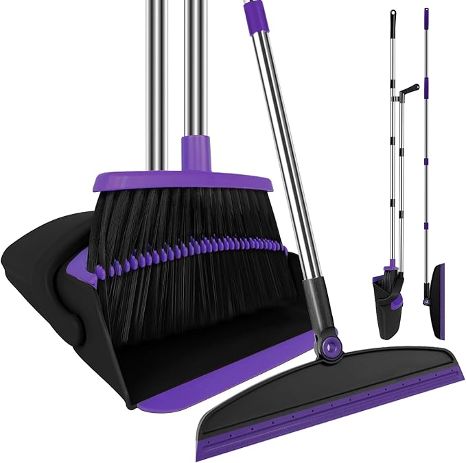 Broom with Dustpan Combo Set and Silicone Air Broom Kit by UDUK