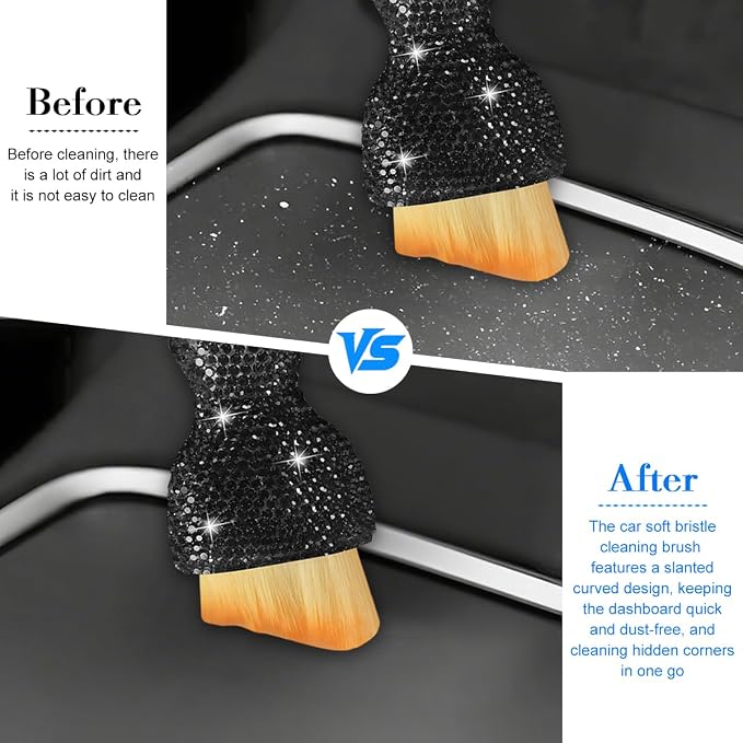 Bling Car Detailing Brush, Crystal Rhinestone Non-Scratch Vehicle Cleaning Dust - Image 5