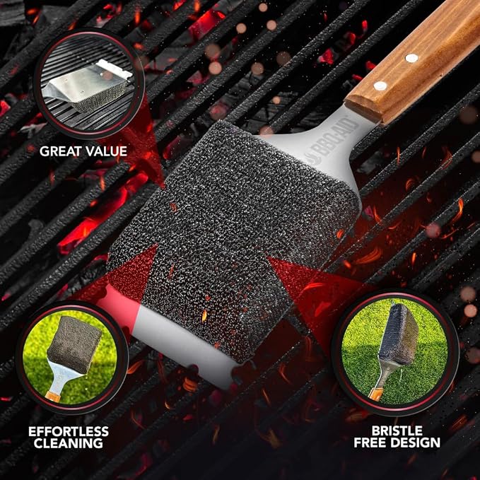 BBQ-AID 2-Pack Bristle Free Grill Brush Replacement Heads, Grill Cleaning - Image 9