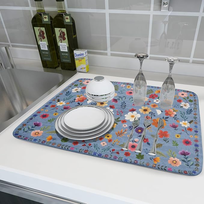Colorful Flower Dish Drying Mat - Image 6