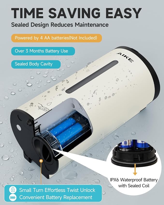 AIKE Automatic Wall Mount Liquid Soap Dispenser, Commercial Stainless Steel - Image 3