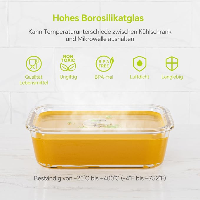 3-Pack 35 oz Borosilicate Glass Food Storage Containers - Image 5