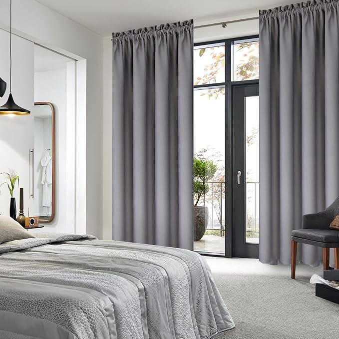DWCN Grey Room Darkening Blackout Curtains - Image 2